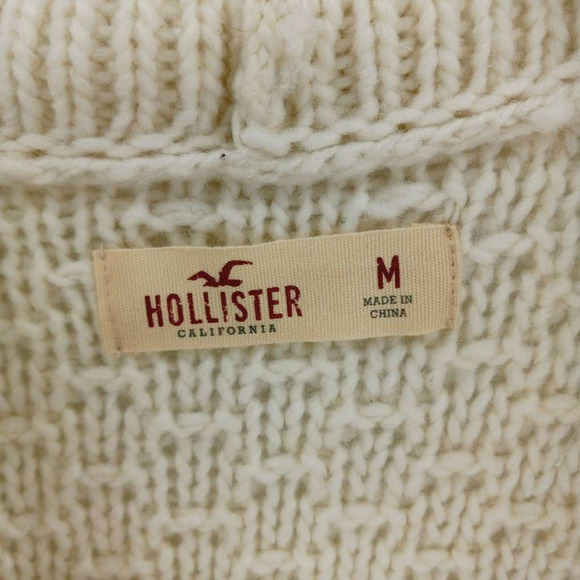 Hollister Womens Cardigan Sweater Cream Long Sleeve Open Front Ribbed M New - Picture 5 of 6